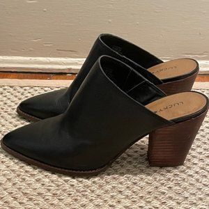 Lucky Brand Arrony Heeled Black Slide Mule